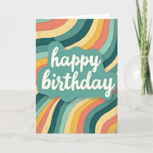 Joyful Retro Stripes Birthday Card