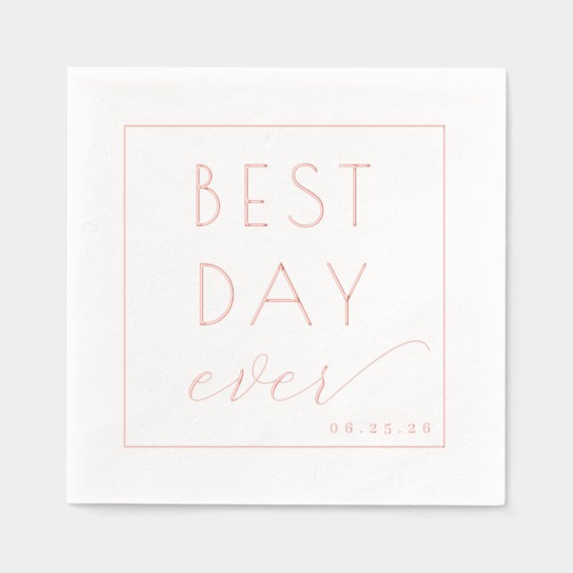 Joyful Rose Gold Calligraphy Wedding Napkin (Front)