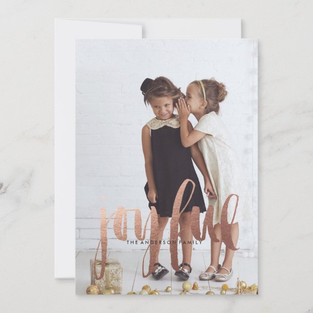 JOYFUL ROSE GOLD Christmas Card (Front)