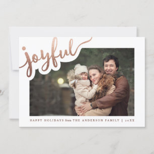 Joyful Rose Gold Foil   Happy Holidays Photo Card