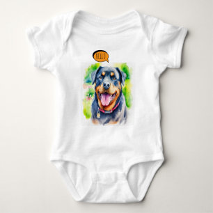 Joyful Rottweiler Pet in Watercolor Baby Bodysuit