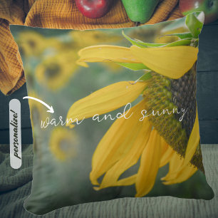 Joyful rustic sunflower cushion
