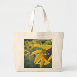 Joyful rustic sunflower large tote bag