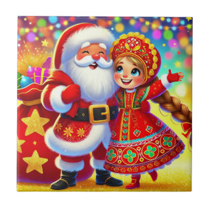 🎄 Joyful Santa Christmas Glow ❄️ Festive Holiday Tile