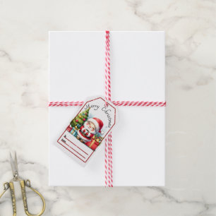 Joyful Santa Christmas tags