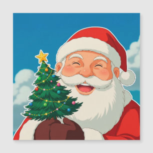 Joyful Santa Claus Holding a Small Christmas Tree
