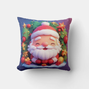 Joyful Santa Claus Surrounded by Festive Christmas Cushion