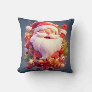 Joyful Santa Claus Surrounded by Festive Christmas Cushion
