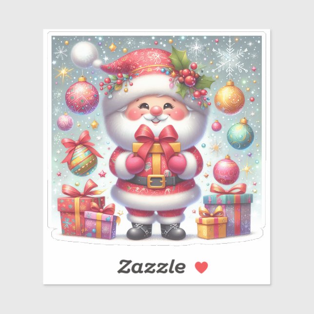 Joyful Santa Claus With Festive Gifts (Sheet)