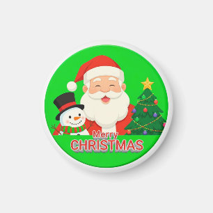 Joyful Santa Claus With Snownam Magnet