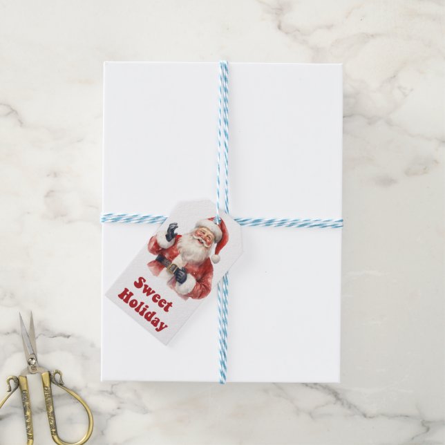 Joyful Santa holiday tags (With Twine)