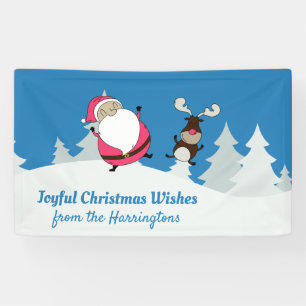 Joyful Santa & Reindeer custom text banner