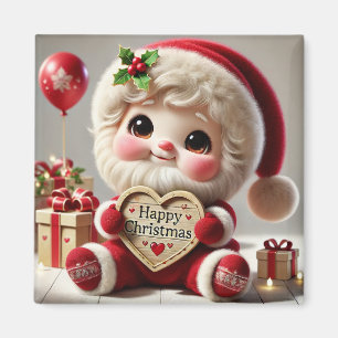 Joyful Santa's Christmas Greeting Magnet