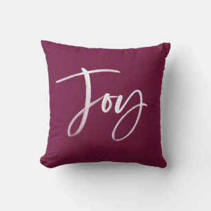 Joyful Script   Berry Holiday Cushion