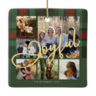 Joyful script family photo collage plaid Christmas