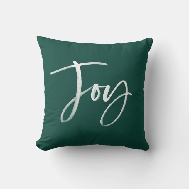 Joyful Script | Green Holiday Cushion (Front)