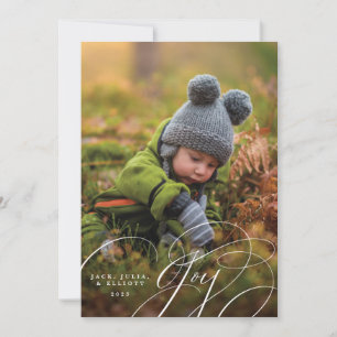 Joyful Script Happy Photo Holiday Card