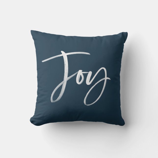 Joyful Script | Navy Holiday Cushion (Front)