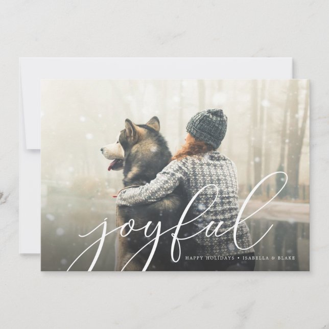 Joyful Script Photo Holiday Card (Front)