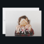 joyful script photo plaid elegant colourful<br><div class="desc">Joyful photo script text tartan backer holiday card. Spread festive fun cheer with this fun script text and photo design. Space for your chosen photo and editable text to feature your family name and message to make it extra special. Part of a fun,  winter holiday collection.</div>