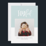 joyful script photo plaid elegant colourful<br><div class="desc">Joyful photo script text tartan backer holiday card. Spread festive fun cheer with this fun script text and photo design. Space for your chosen photo and editable text to feature your family name and message to make it extra special. Part of a fun,  winter holiday collection.</div>