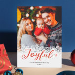 Joyful Script Winter Snowflakes Christmas Photo Holiday Card<br><div class="desc">Sending your greetings of the season with this "Joyful Typography Snowflakes Overlay Christmas Photo Holiday Card". For further customisation,  please click the "customise further" link and use our design tool to modify this template.</div>