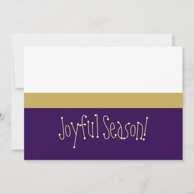 Joyful Season! Modern Purple White Colour Block Holiday Card (Front)