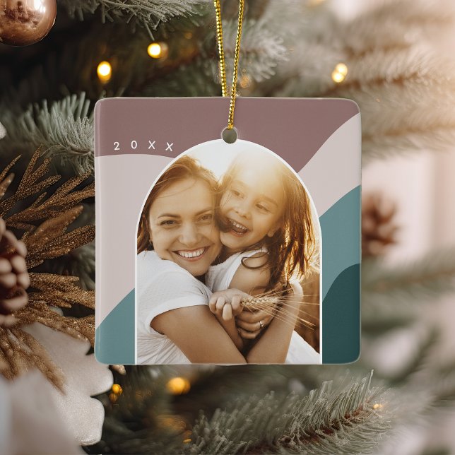 Joyful Shades | Custom Name & Year Photo Ceramic Ornament (Creator Uploaded)
