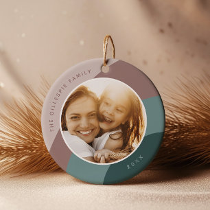Joyful Shades Custom Name & Year Photo Ceramic Tree Decoration
