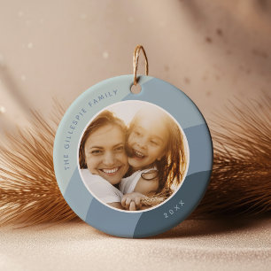 Joyful Shades Custom Name & Year Photo Ceramic Tree Decoration