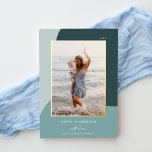 Joyful Shades Vertical Photo Hanukkah<br><div class="desc">A chic and elegant Hanukkah card design featuring a single vertical or portrait-orientated photo on a background of organic shapes in shades of forest green. Personalise with your family name and custom Hanukkah greeting beneath for the perfect finishing touch to these nature-inspired holiday photo cards.</div>