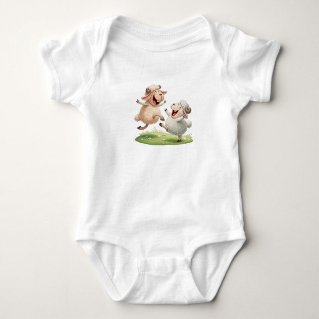 Joyful Sheep Duo Baby Bodysuit (Front)