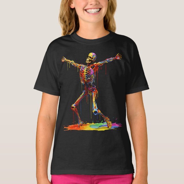 Joyful Skeleton: Dance of Colours T-Shirt (Front)