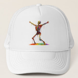 Joyful Skeleton: Dance of Colours Trucker Hat