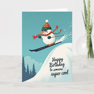 Joyful Skiing Snowman Card