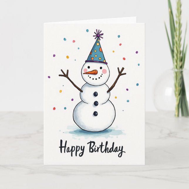 Joyful Snow Birthday Card (Front)