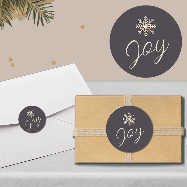 Joyful Snowflake Holiday Round Sticker (Creator Uploaded)