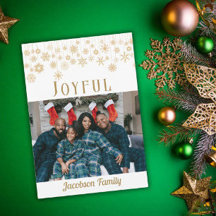 Joyful Snowflake Photo Christmas Card