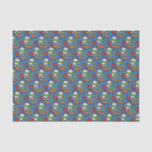 Joyful Snowman Deer Winter Holiday Pattern Tissue Paper