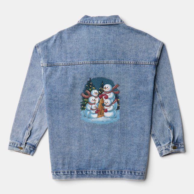 Joyful Snowman Family Denim Jacket (Back)