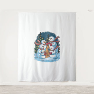 Joyful Snowman Family Tapestry