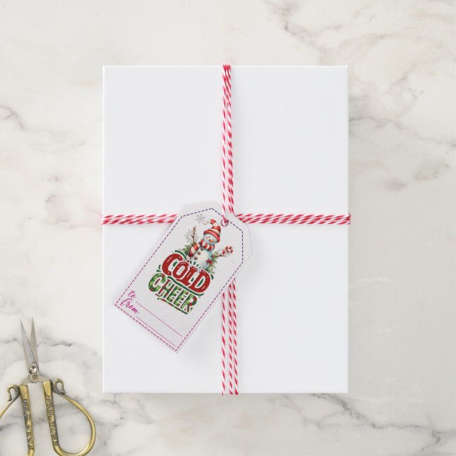Joyful snowman holiday gift tags (With Twine)