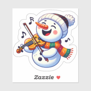 Joyful Snowman Playing Violin