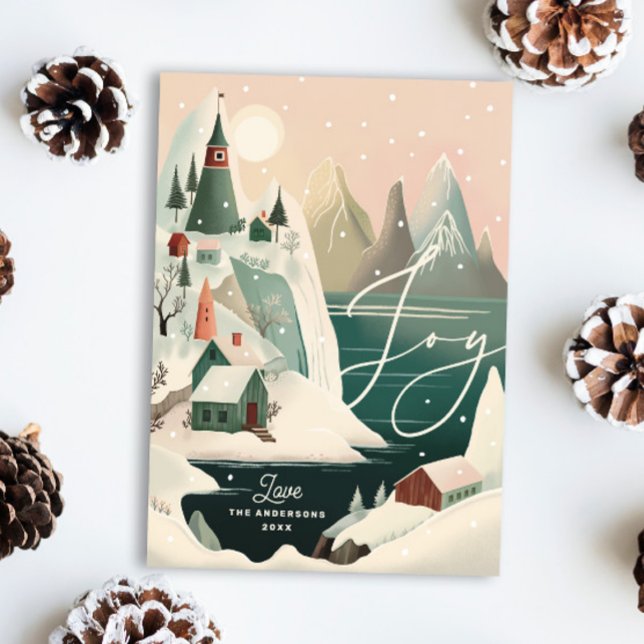 Joyful Snowy Village | Christmas Winter Mountains Holiday Card (Creator Uploaded)