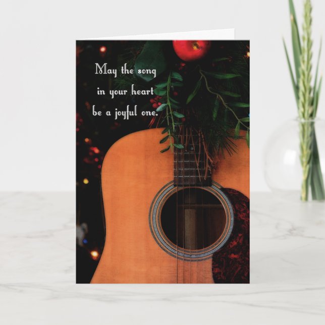 Joyful Song Acoustic Guitar Christmas Card (Front)