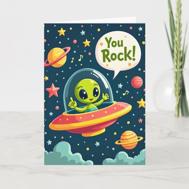 Joyful Space Ride Birthday Card (Front)