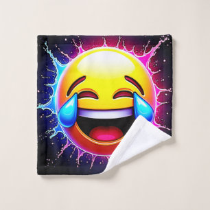 Joyful Splash: Laughing Emoji Art Bath Towel Set