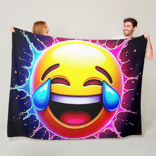 Joyful Splash: Laughing Emoji Art Fleece Blanket