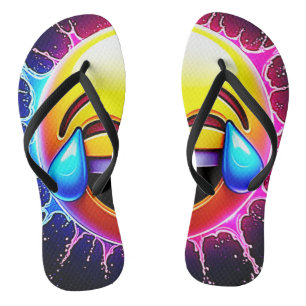 Joyful Splash: Laughing Emoji Art Jandals