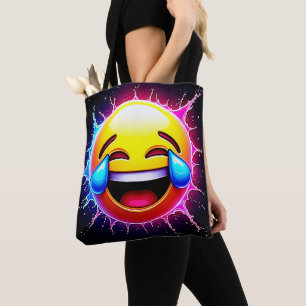 Joyful Splash: Laughing Emoji Art Tote Bag